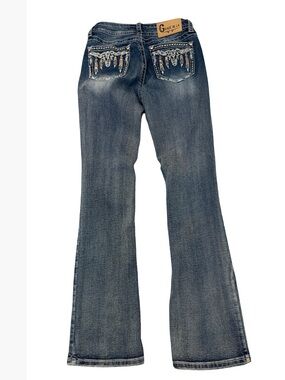 Grace in LA feather embroidery jeans embellished rhinestone size 25 western